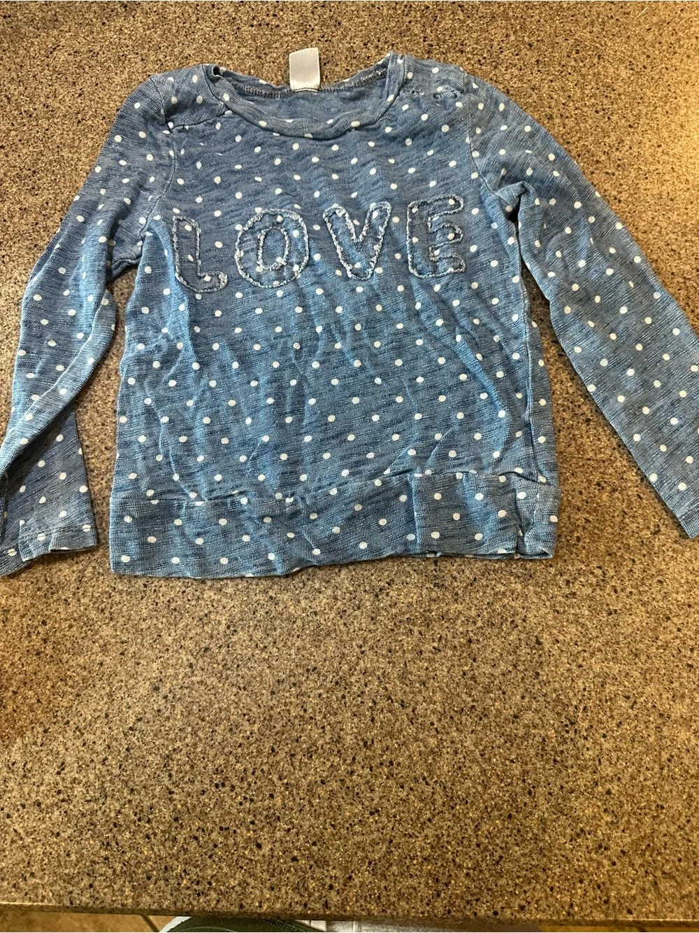 Carter's Blue Polka Dot Long-Sleeve Top with LOVE Stitch